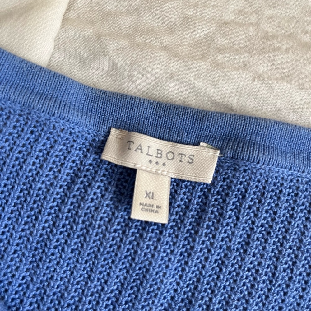 Talbots Navy Chino Pants with Blue and White Embroidery and matching Cardigan - Picture 6 of 9
